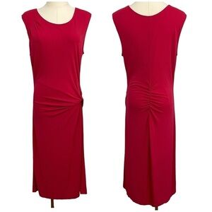 NIC+ZOE Sexy Red Cocktail Dress Sz M Sleeveless Fitted Ruching Sheath Party EUC